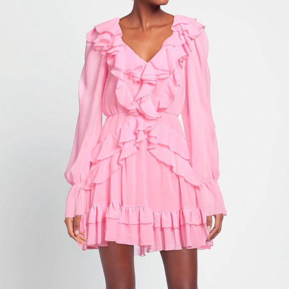 Pink Soft Ruffles Mini Dress